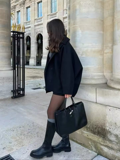 Damskappa Oversized Boxy Fit – Trendig Jacka för Höst och Vinter, Elegant Stil för Kvinnor
