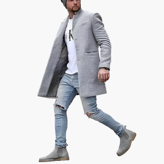 Herrrock Modern Stil – Elegant Lång Kappa för Vardag och Fest
