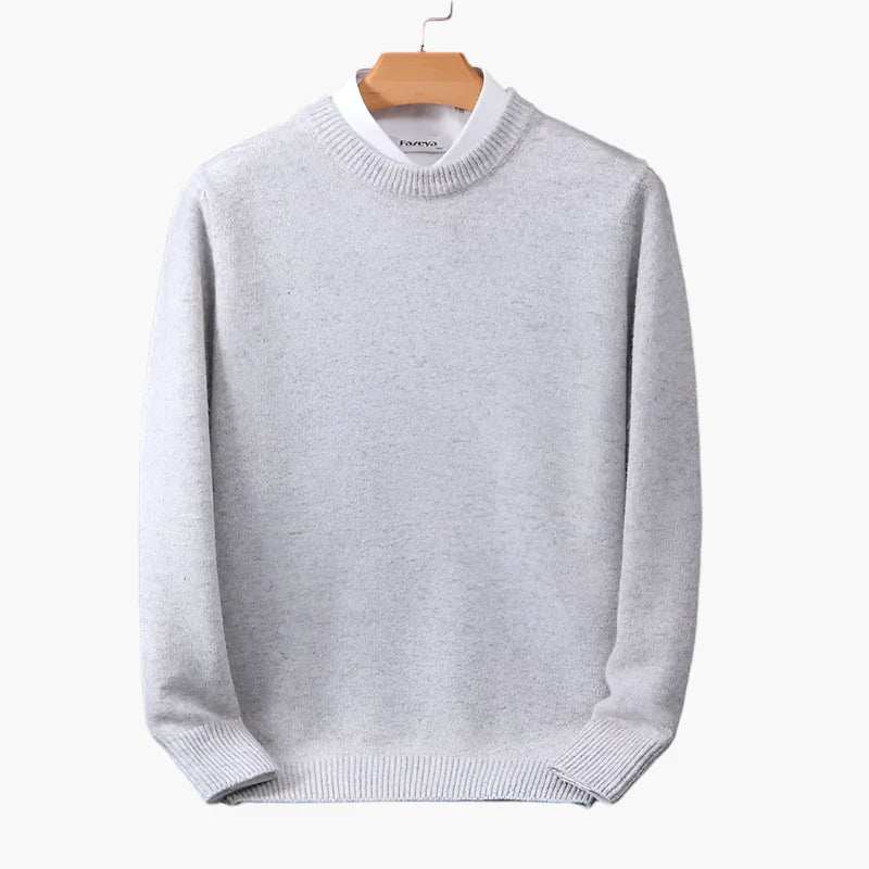 Herrtröja Klassisk Stickad Pullover med Falsk Skjortkrage – Elegant Vardagsstil