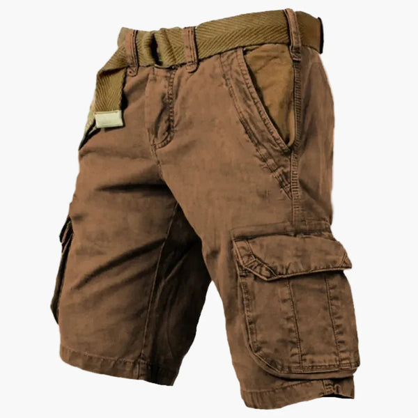 Herr Cargo Shorts Vintage Stil med Flera Fickor och Bälte – Perfekta för Sommar och Äventyr