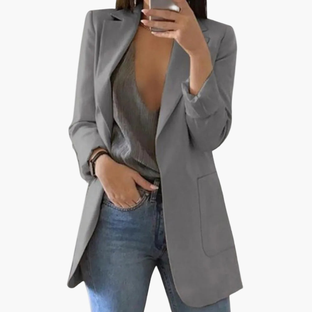 Dam Blazer Lång Modell – Elegant Kavaj för Arbete och Fritid