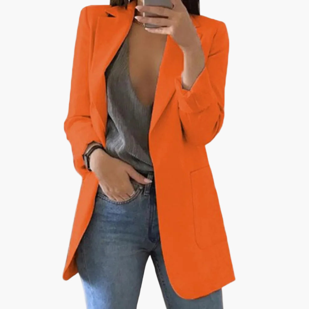 Dam Blazer Lång Modell – Elegant Kavaj för Arbete och Fritid