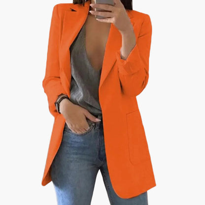 Dam Blazer Lång Modell – Elegant Kavaj för Arbete och Fritid