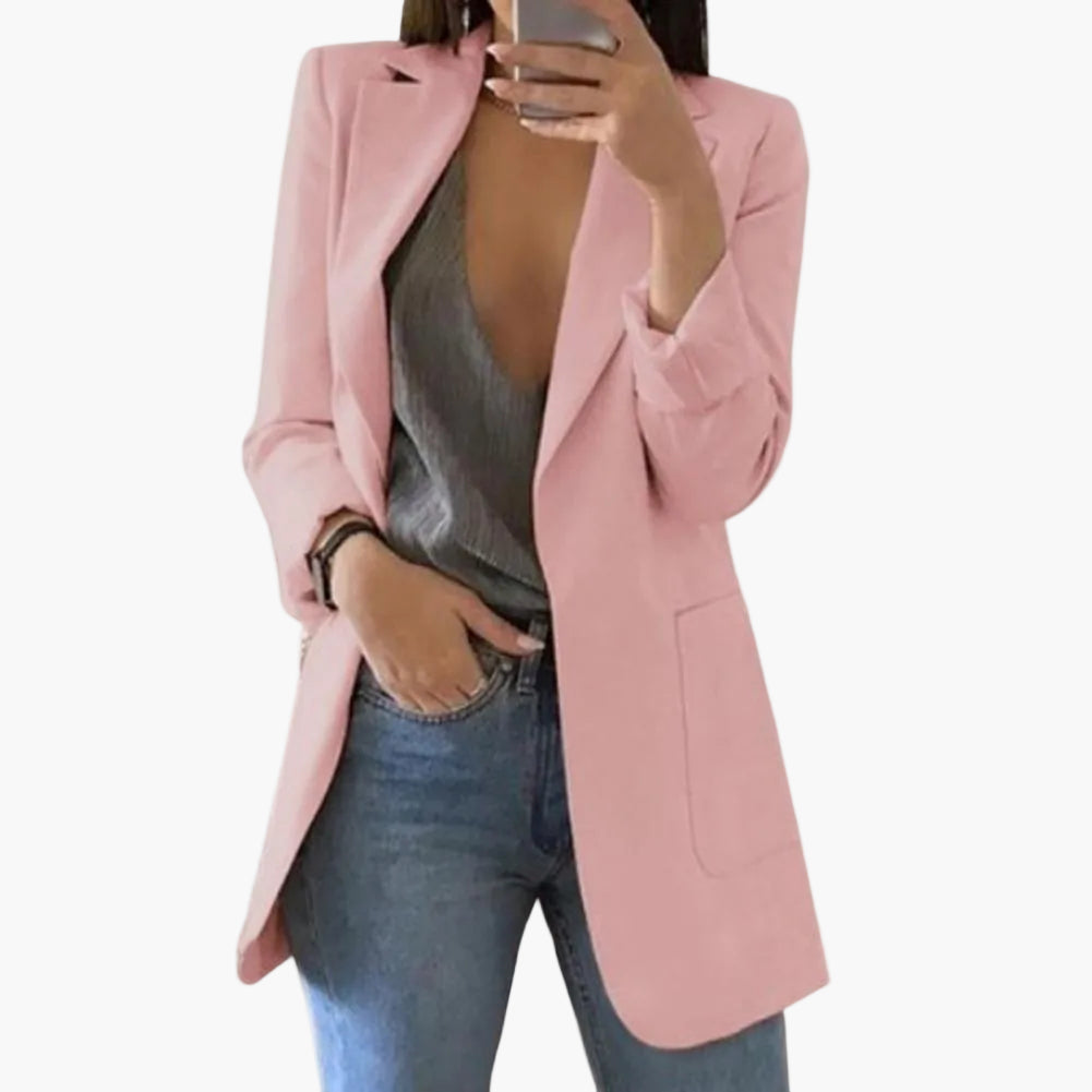 Dam Blazer Lång Modell – Elegant Kavaj för Arbete och Fritid