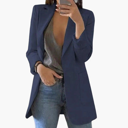 Dam Blazer Lång Modell – Elegant Kavaj för Arbete och Fritid