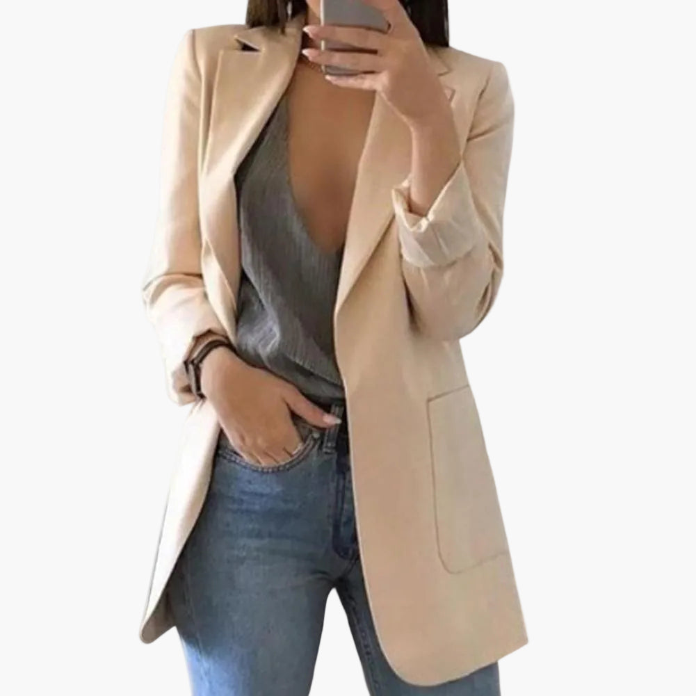 Dam Blazer Lång Modell – Elegant Kavaj för Arbete och Fritid