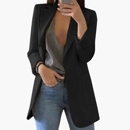 Dam Blazer Lång Modell – Elegant Kavaj för Arbete och Fritid