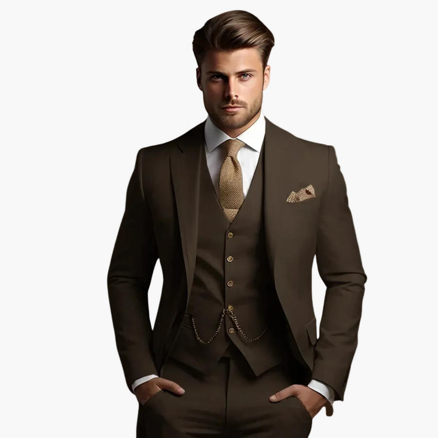Herr Klassisk Tredelad Kostym för Bröllop och Fest – Slim Fit, Elegant Stil