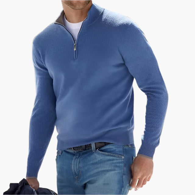 Herrtröja med halv dragkedja – Elegant och mångsidig stickad pullover för vardag och fritid