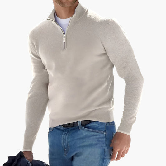 Herrtröja med halv dragkedja – Elegant och mångsidig stickad pullover för vardag och fritid