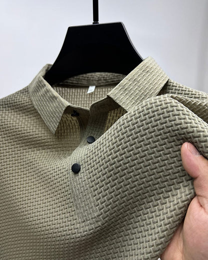 Herr Pikétröja Elegant Textur – Perfekt för Sommar och Fritid