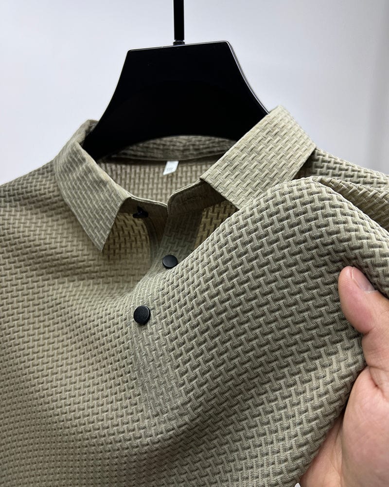 Herr Pikétröja Elegant Textur – Perfekt för Sommar och Fritid