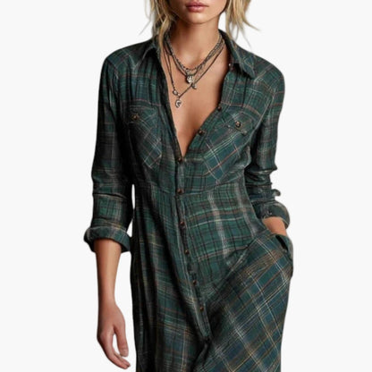 Amelia™ Damklänning – Lång Skjortklänning i Tidlös Elegant Stil för Vardagsbruk och Fest