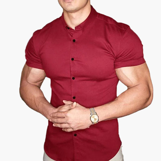 Herr Skjorta Slim Fit Kortärmad – Modern & Elegant Stil för Vardag och Fest