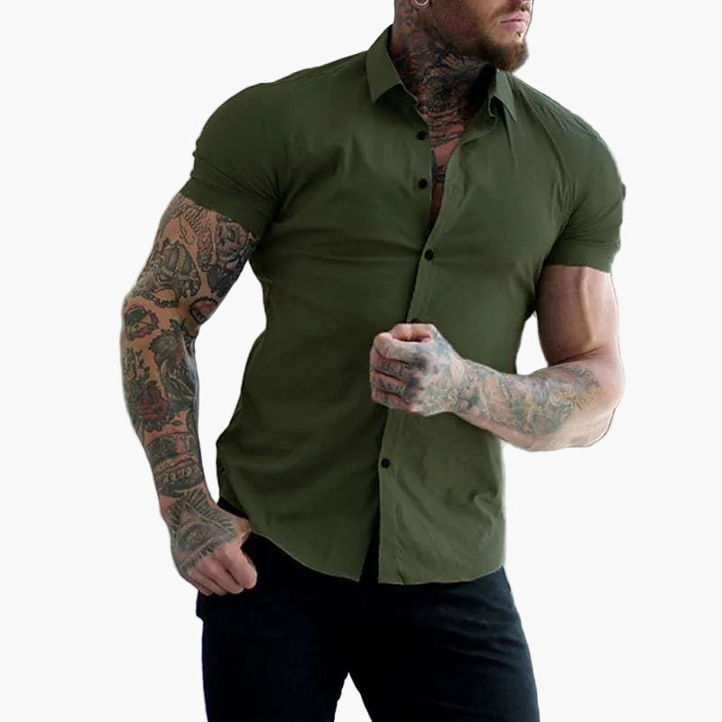 Herr Skjorta Slim Fit Kortärmad – Modern & Elegant Stil för Vardag och Fest