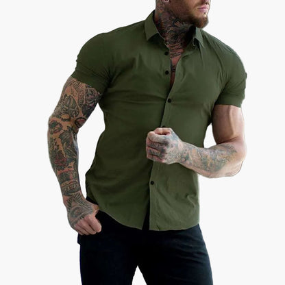 Herr Skjorta Slim Fit Kortärmad – Modern & Elegant Stil för Vardag och Fest