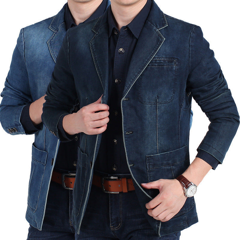 Herr Jeansblazer Denimjacka Blå Med Knappar