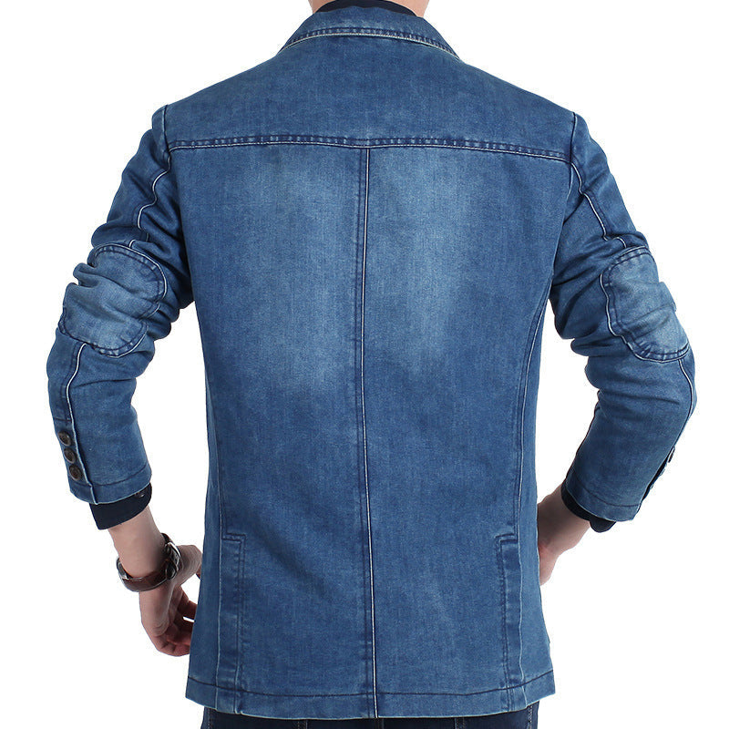Herr Jeansblazer Denimjacka Blå Med Knappar