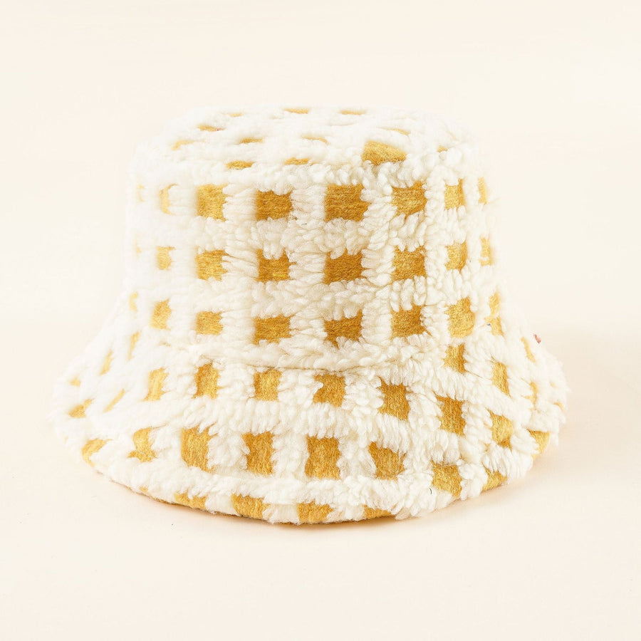 Rutig Teddy Fiskerhatt Mjuk Fuskpäls Bucket Hatt