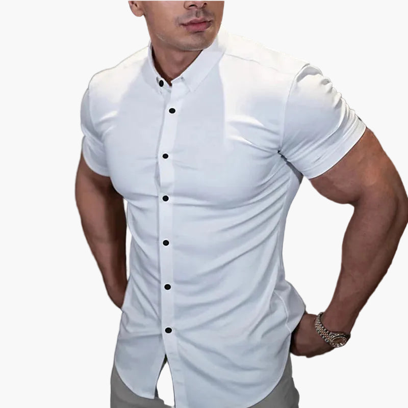 Herr Skjorta Slim Fit Kortärmad – Modern & Elegant Stil för Vardag och Fest