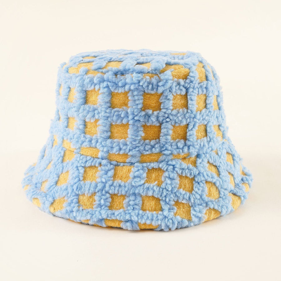 Rutig Teddy Fiskerhatt Mjuk Fuskpäls Bucket Hatt