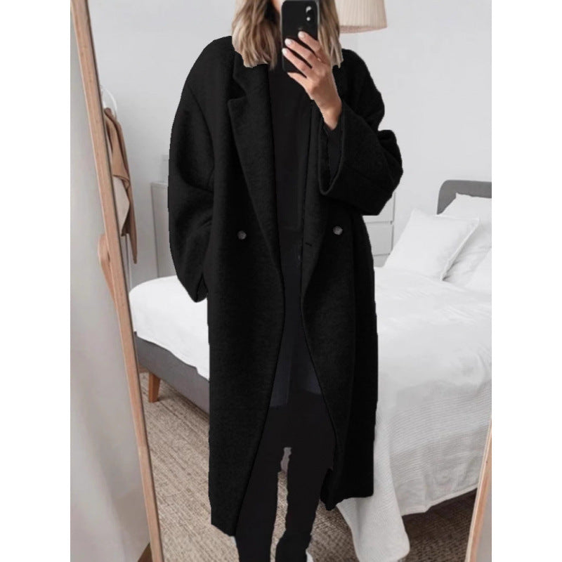 Grå Långkappa med Slag Dubbelknäppt Casual Stil