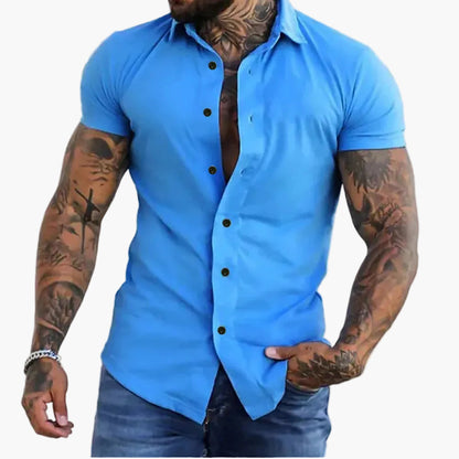 Herr Skjorta Slim Fit Kortärmad – Modern & Elegant Stil för Vardag och Fest