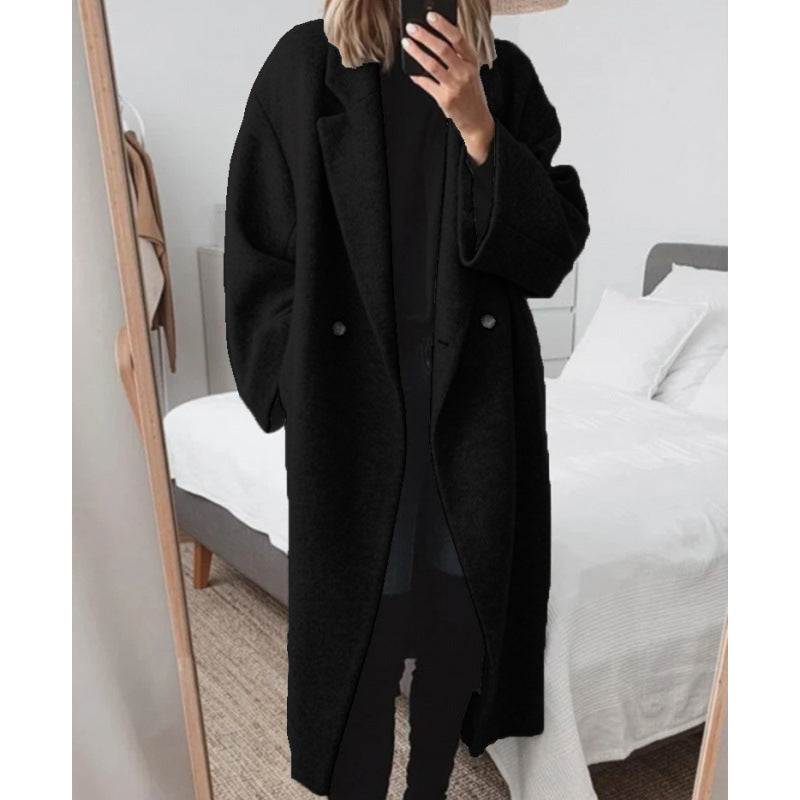 Grå Långkappa med Slag Dubbelknäppt Casual Stil