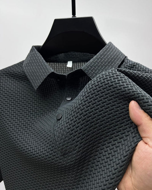 Herr Pikétröja Elegant Textur – Perfekt för Sommar och Fritid
