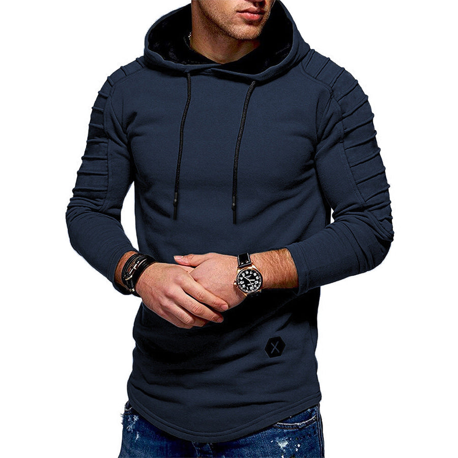 Herr Hoodie med Ribbade Ärmdetaljer, Långärmad, Nedhasad Fåll, Flerfärgad
