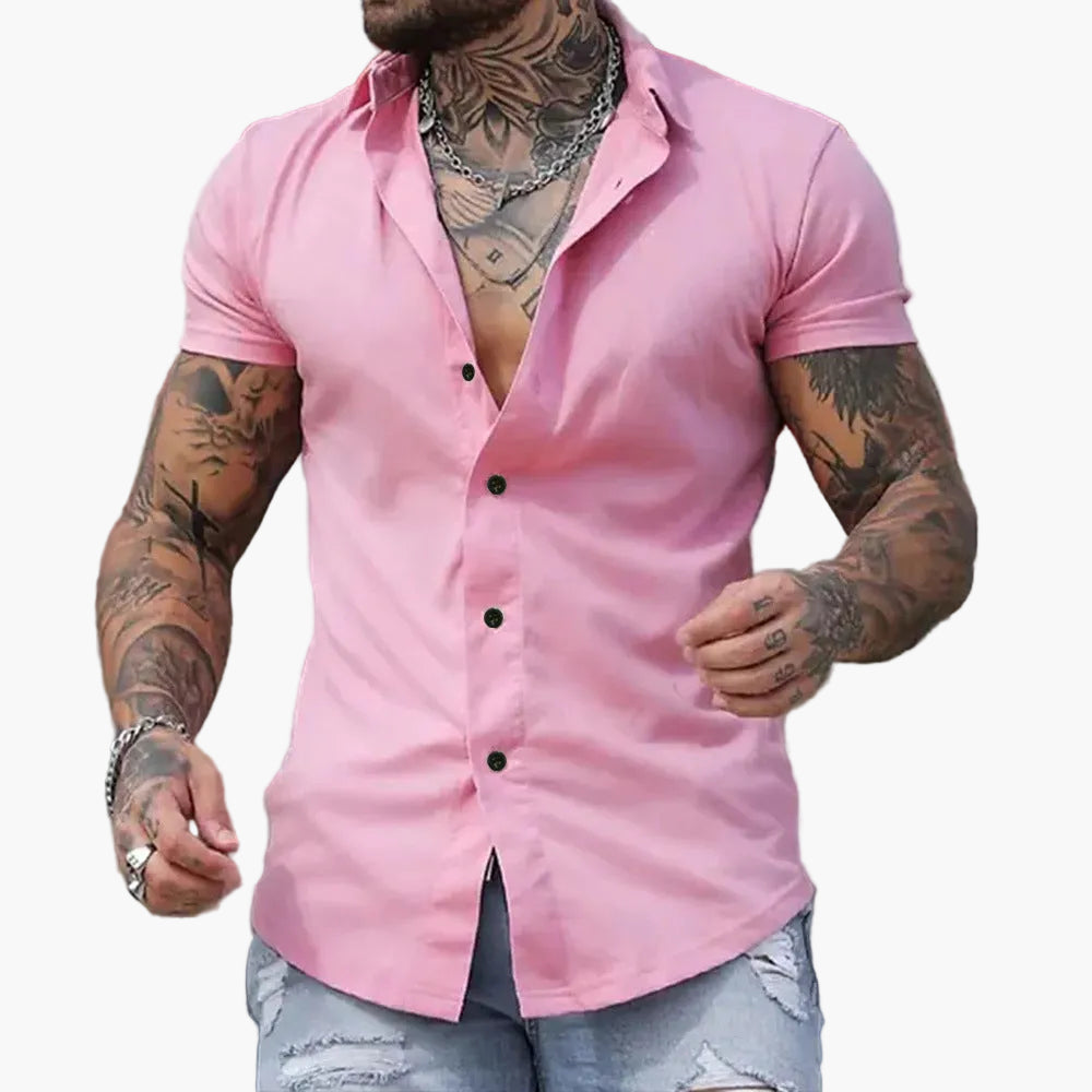 Herr Skjorta Slim Fit Kortärmad – Modern & Elegant Stil för Vardag och Fest