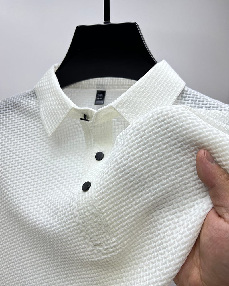 Herr Pikétröja Elegant Textur – Perfekt för Sommar och Fritid