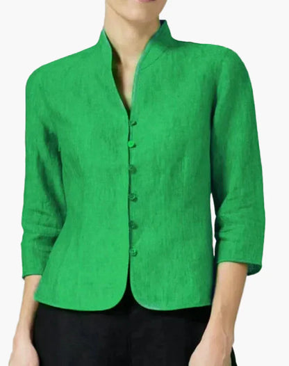 Dam Blus Kavajstil Ståkrage Elegant Vardags- och Kontorsbruk