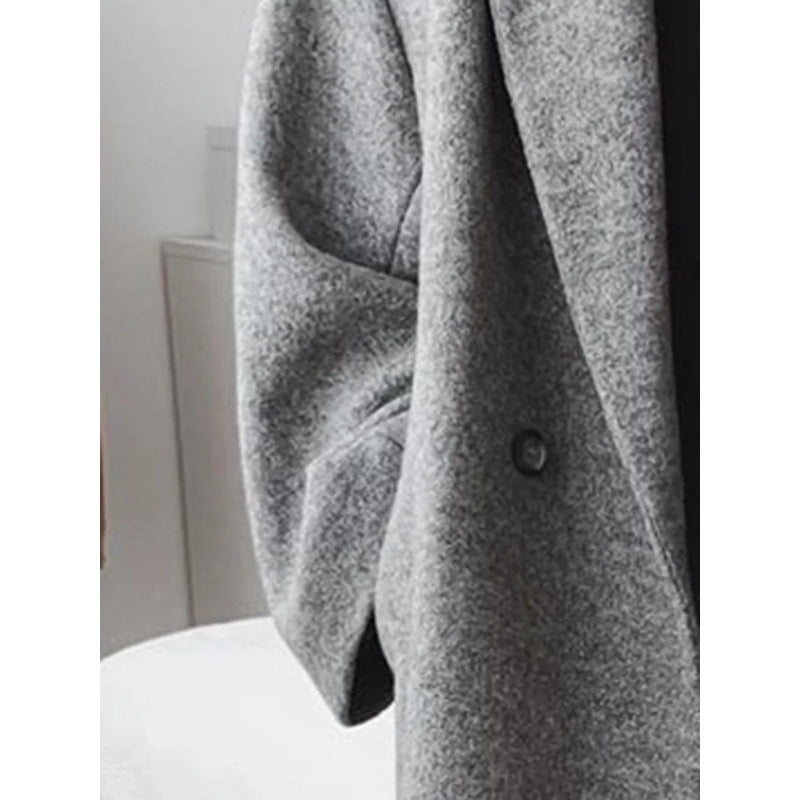 Grå Långkappa med Slag Dubbelknäppt Casual Stil