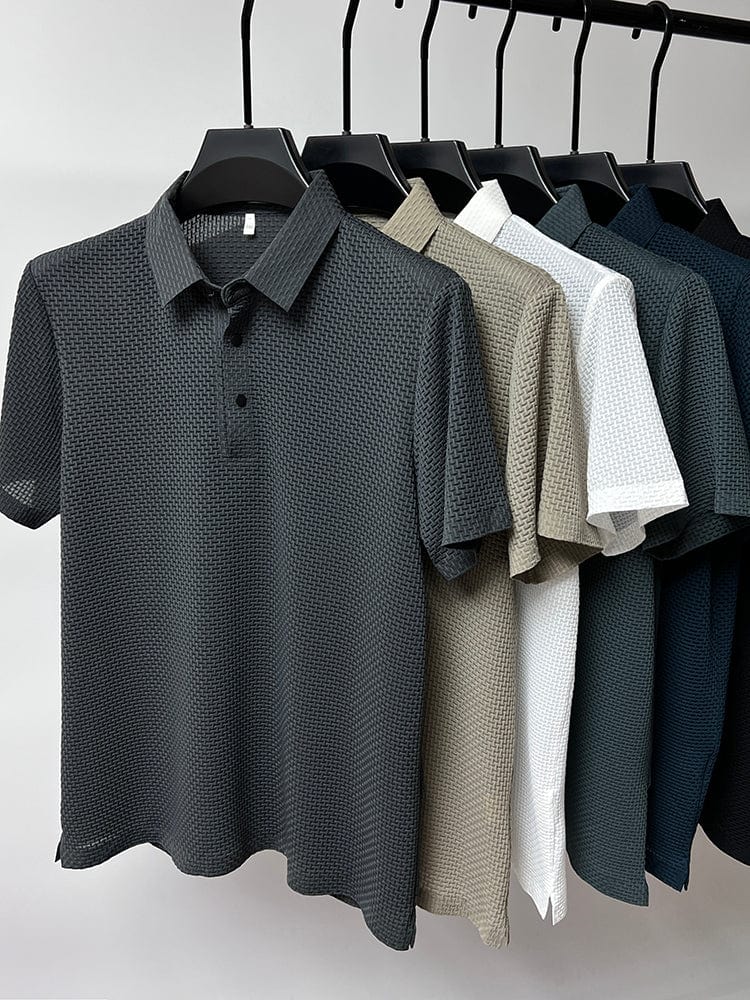 Herr Pikétröja Elegant Textur – Perfekt för Sommar och Fritid