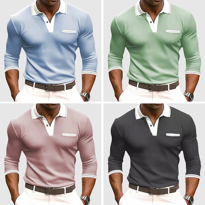 Herr Pikétröja Slim Fit med Kontrastdetaljer – Modern Stil för Arbete och Fritid