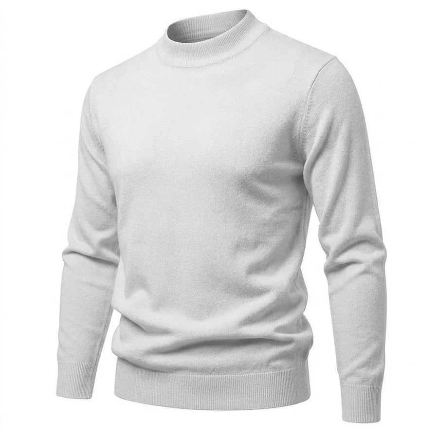 Herrtröja med halvpolo, ribbad mudd, enfärgad design