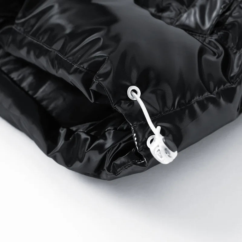 Blank puffer väst med hög krage för män