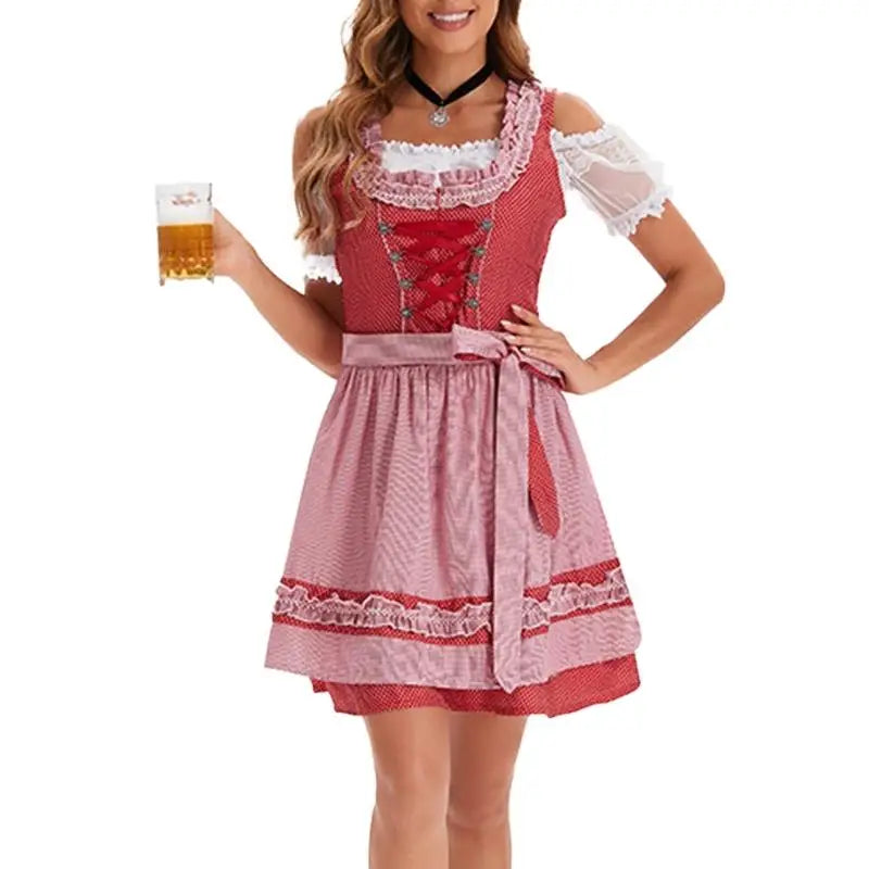 39BB Bierkostüm, Dirndl, Kleider, Bluse, Schürze, deutsches bayerisches Oktoberfest-Kostüm-Set