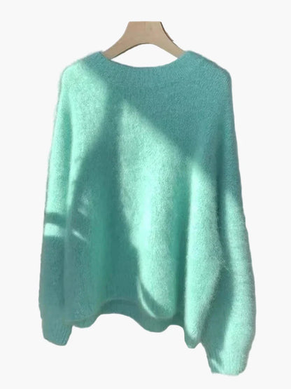 Damtröja Oversized Lös Stickad Tröja för Vardagsbruk och Mysiga Kvällar