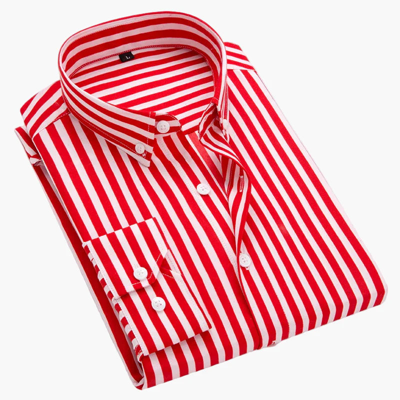 Herr Skjorta Randig Affärs- och Fritidsstil – Elegant Button-Down