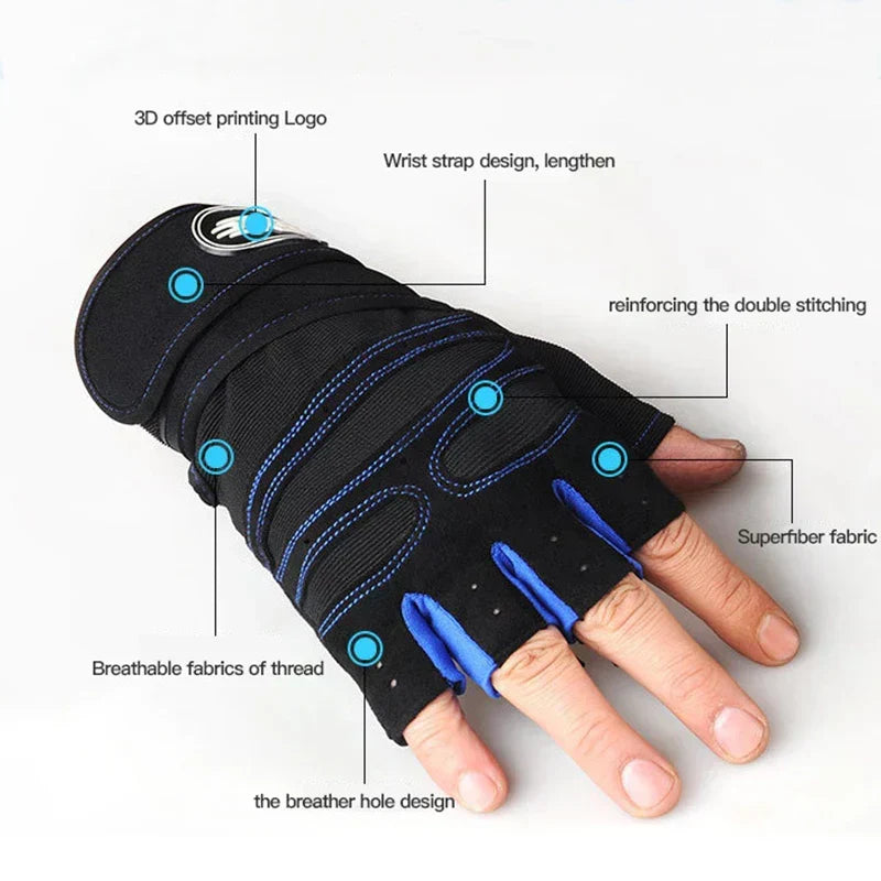 Fingerlösa Träningshandskar med handledsstöd, Gymhandskar