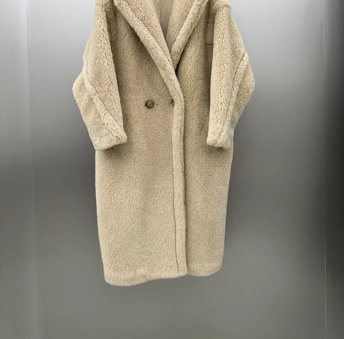 Teddykappa med luva och vantar, lång modell i mjukt material för dam