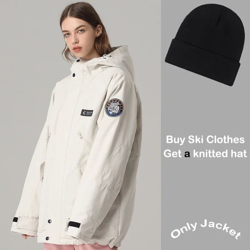 Unisex vinterjacka med huva för skidåkning och snowboard