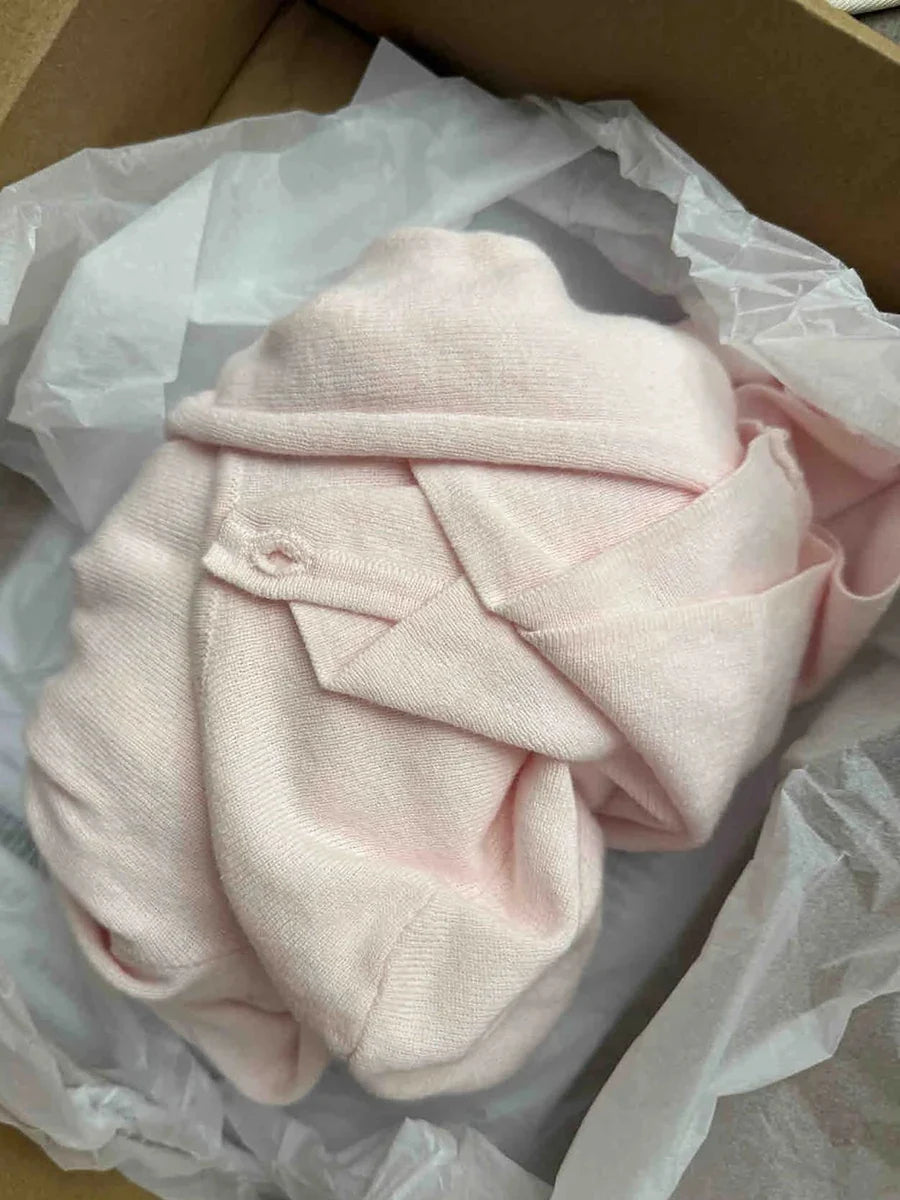 Rosa Långärmad Tröja med Knappar och Rundhals