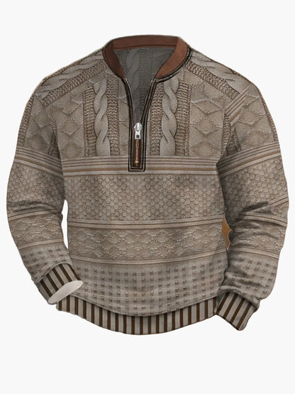 Herrar Halvzip Stickad Tröja med Modern Mönsterdesign för Vardag och Fritid
