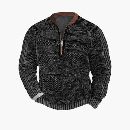 Herrar Halvzip Stickad Tröja med Modern Mönsterdesign för Vardag och Fritid
