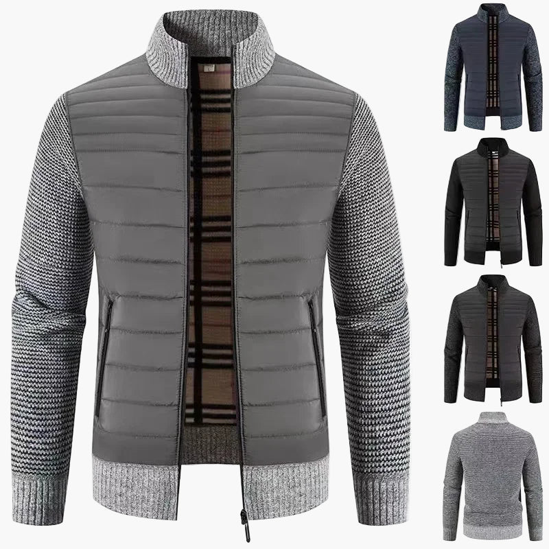 Herrjacka i koreansk stil – Slim Fit, stickad design, perfekt för vardag och höst/vinter