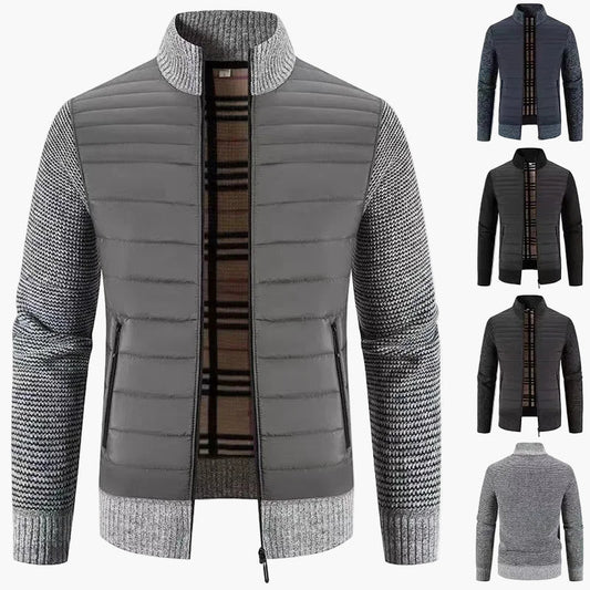 Herrjacka i koreansk stil – Slim Fit, stickad design, perfekt för vardag och höst/vinter