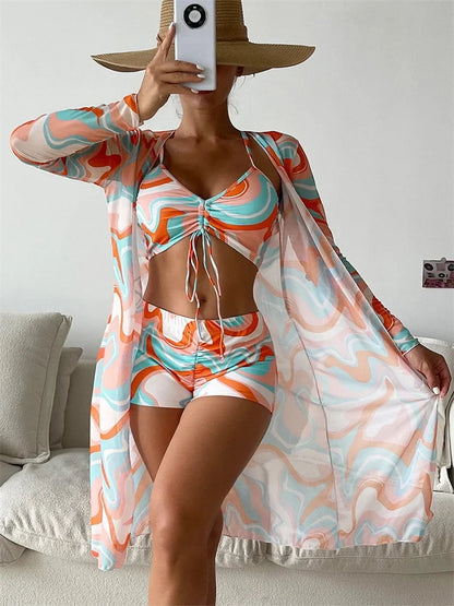 Mary – Modernt Högmidjat Dam Bikini med Långa Ärmar